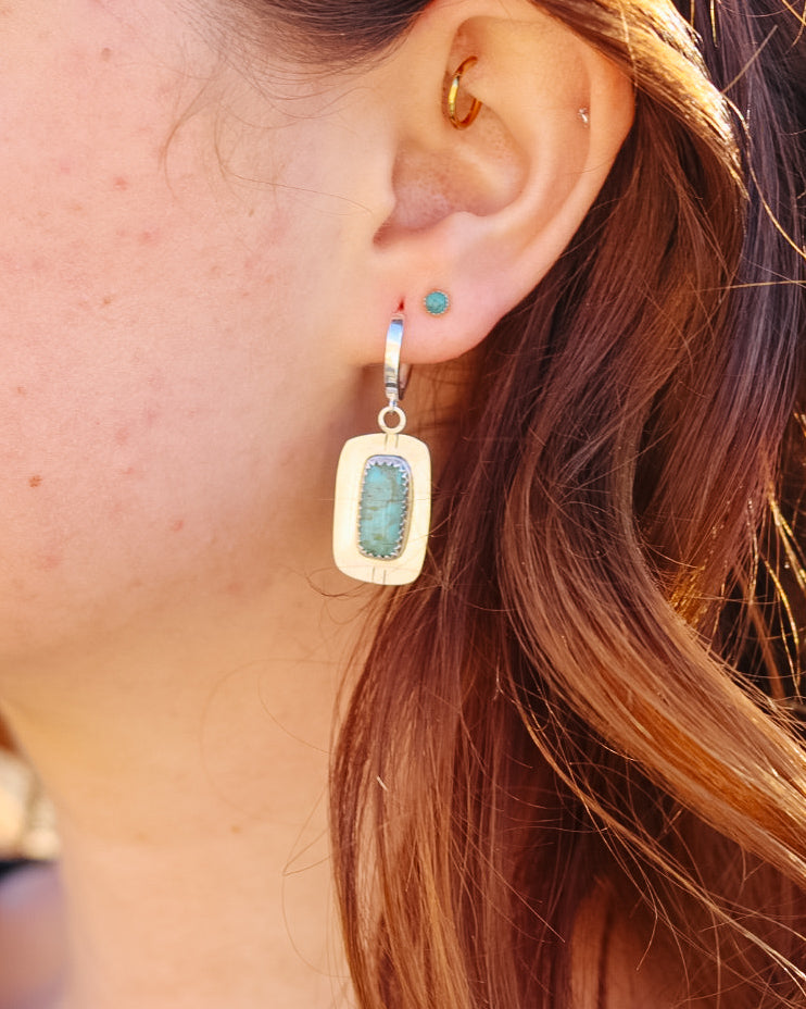 Chilean Turquoise Huggie Hoop Earrings