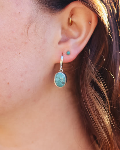 White Water Turquoise Huggie Hoop Earrings