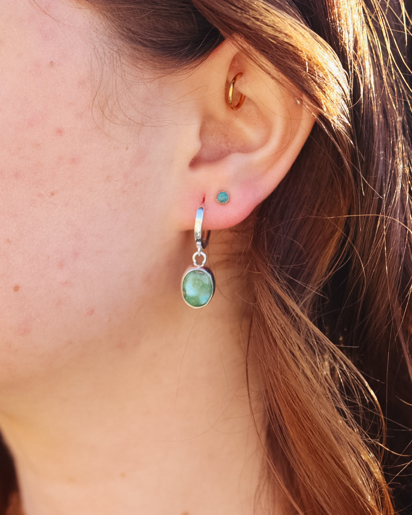 Sonoran Gold Turquoise Huggie Hoop Earrings