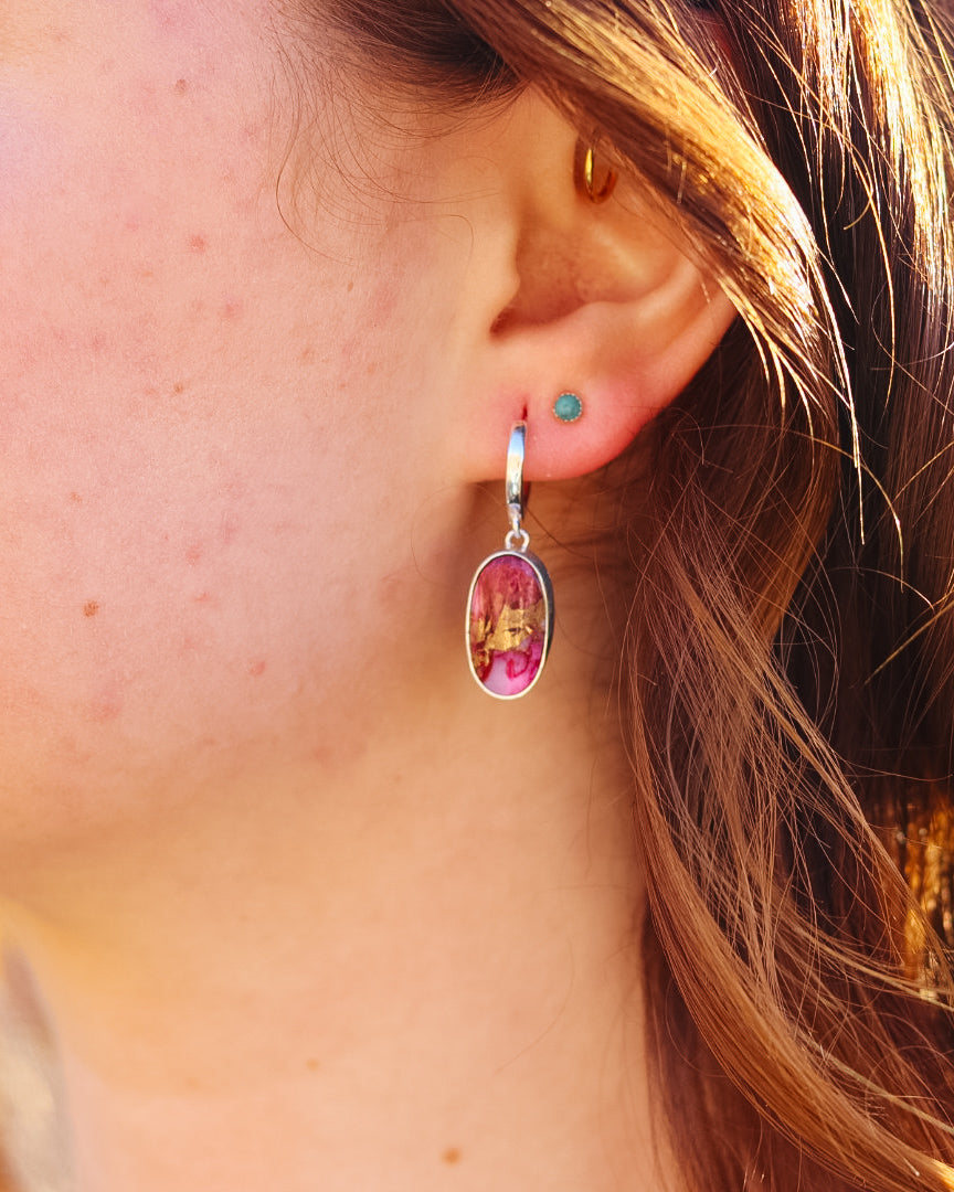 Pink Mojave Huggie Hoop Earrings