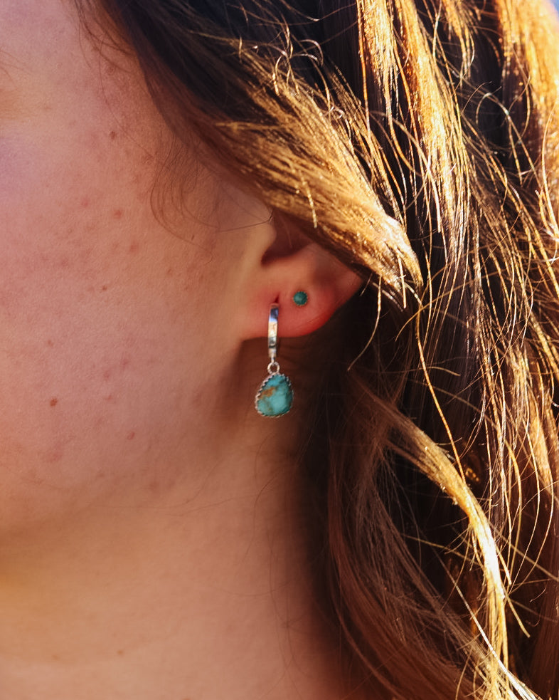 Emerald Valley Turquoise Huggie Hoop Earrings