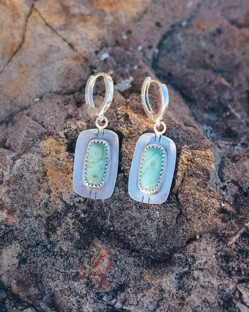 Chilean Turquoise Huggie Hoop Earrings