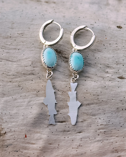 Turquoise Trout Huggie Hoop Earrings