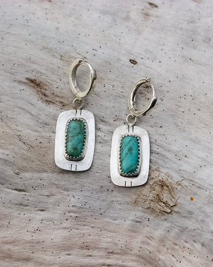 Chilean Turquoise Huggie Hoop Earrings