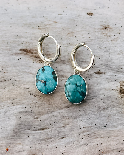 White Water Turquoise Huggie Hoop Earrings