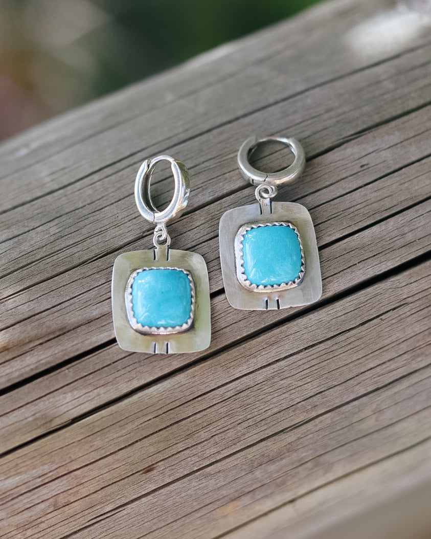 Kingman Turquoise Huggie Hoop Earrings