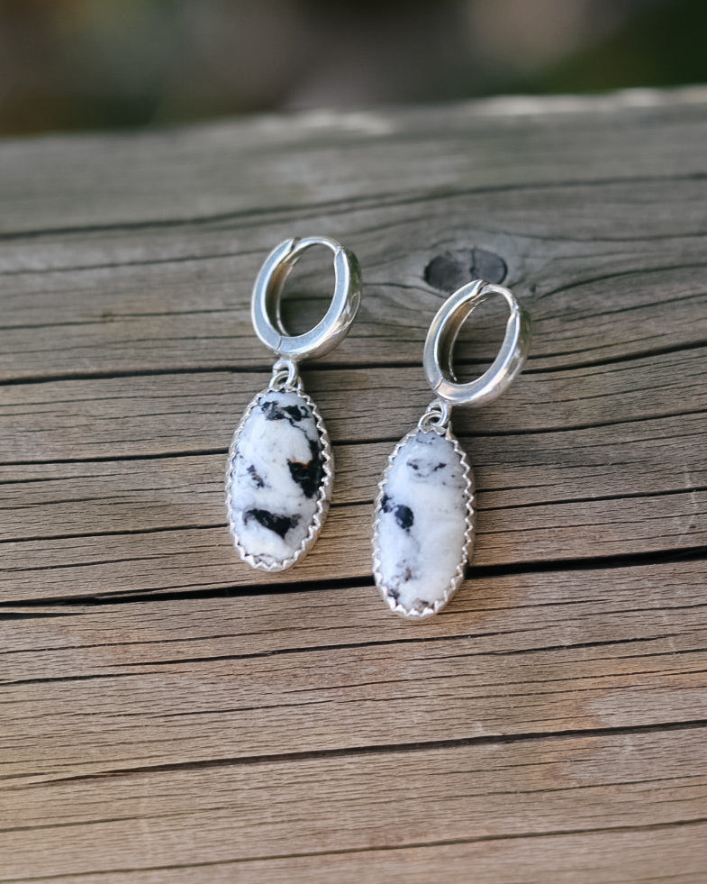 White Buffalo Turquoise Huggie Hoop Earrings