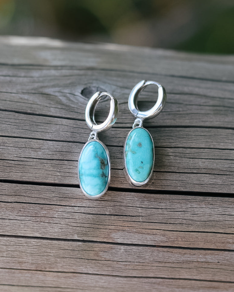 Emerald Valley Turquoise Huggie Hoop Earrings