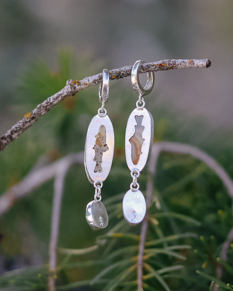 Montana Agate | Emerald Valley Turquoise || Trout Huggie Hoop Earrings