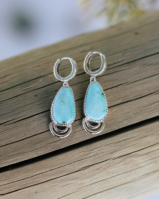 Cario Lake Turquoise Huggie Hoop Earrings