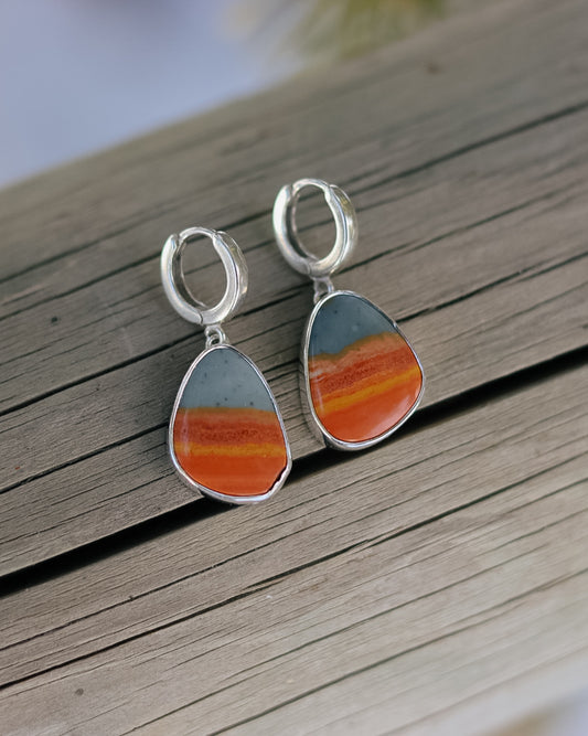Desert Sunrise || Polychrome Jasper Huggie Hoop Earrings