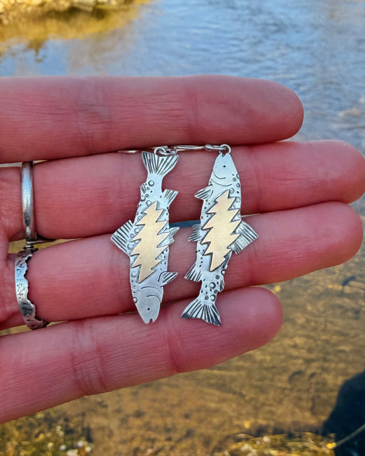 Grateful Trout Earrings || Brass