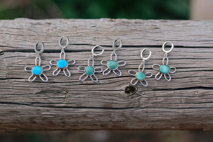 Funky Floral Huggies || Blue Bird Turquoise || Mixed Metal