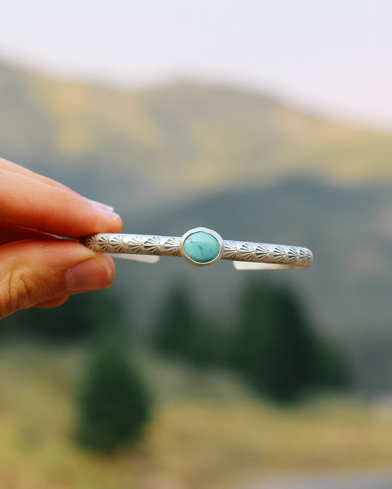 Emerald Valley Turquoise Shell Stamped Cuff