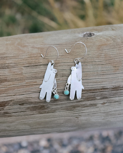 Standing Doodle Bear Earrings || Lone Mountain Turquoise