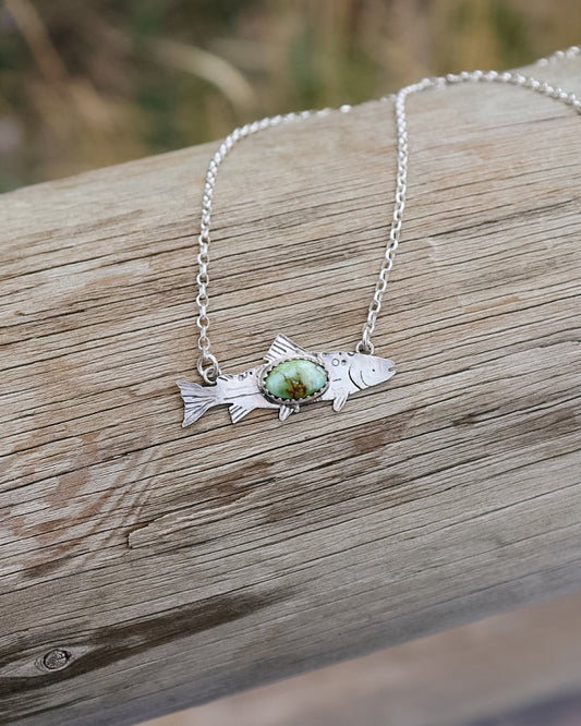 Tahoe Trout Bar Necklace || Sonoran Gold Turquoise