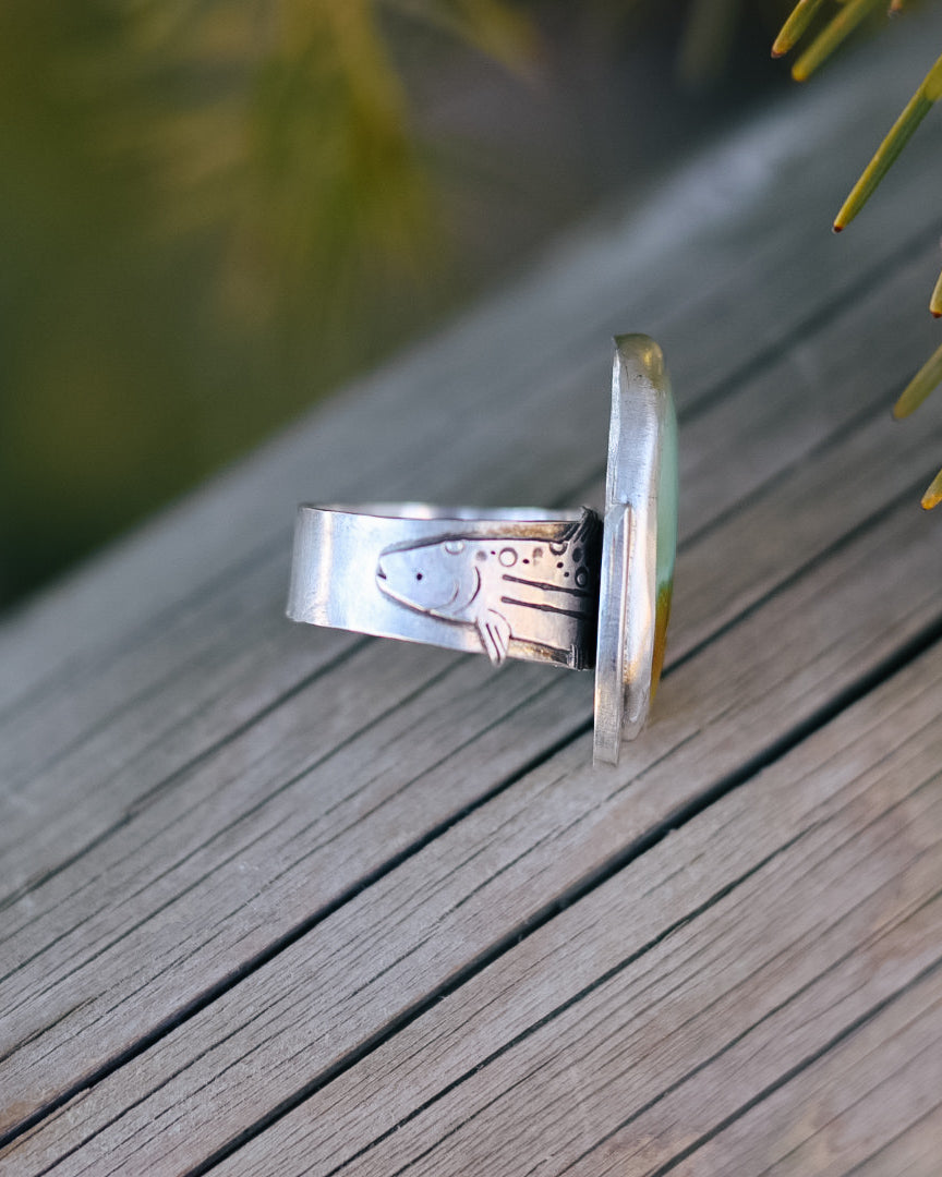 Tahoe Trout Split Ring || Lone Mountain Turquoise || 6.5