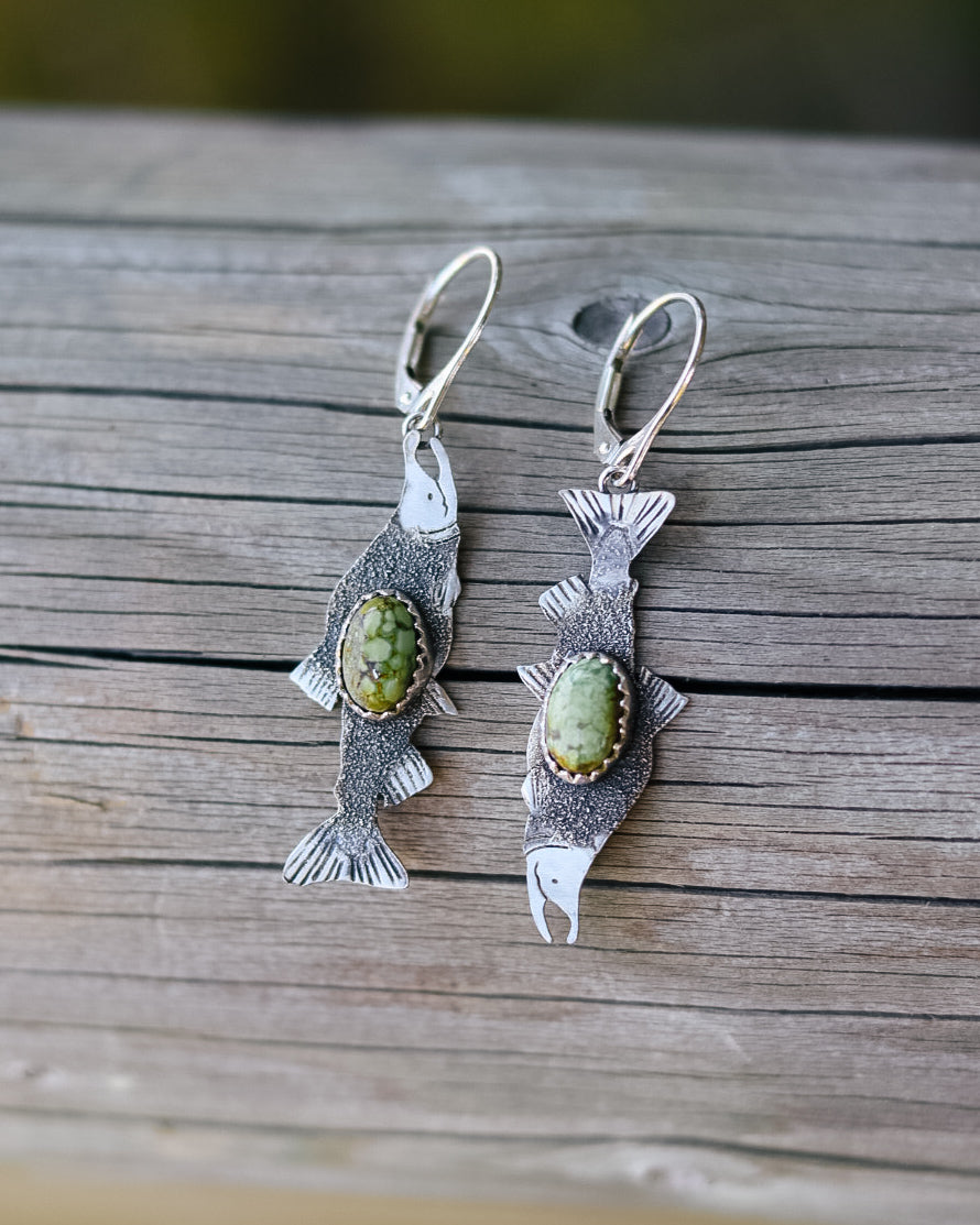 Kokanee Salmon Earrings || Sonoran Gold Turquoise