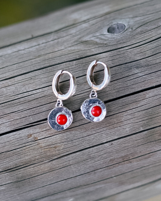 Red Coral Pebble Huggies