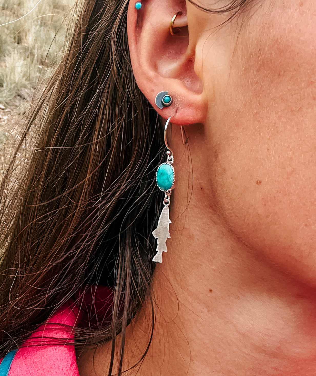 Trout Dangle Earrings || White Water Turquoise