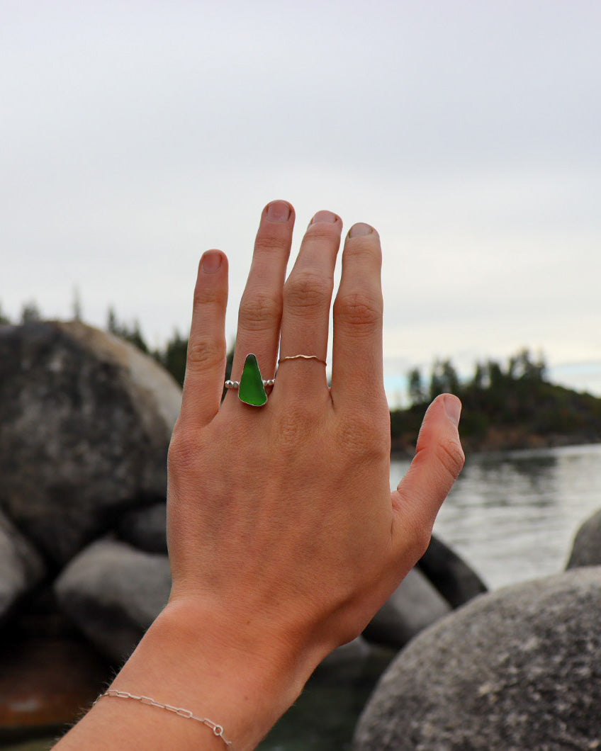 Green Sea Glass Ring || 5