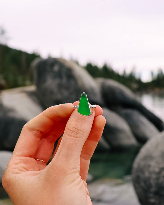 Green Sea Glass Ring || 5